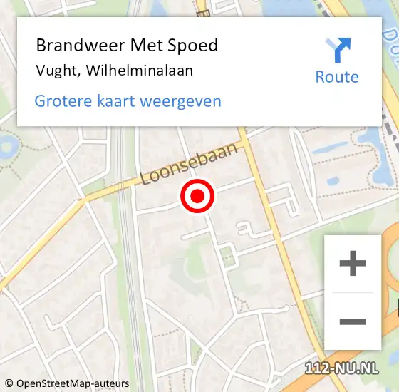 Locatie op kaart van de 112 melding: Brandweer Met Spoed Naar Vught, Wilhelminalaan op 22 november 2020 19:12