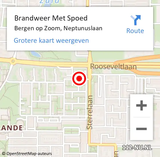 Locatie op kaart van de 112 melding: Brandweer Met Spoed Naar Bergen op Zoom, Neptunuslaan op 22 november 2020 20:11