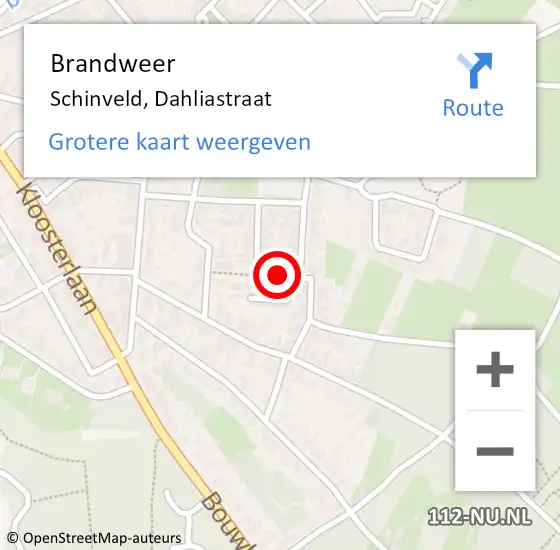 Locatie op kaart van de 112 melding: Brandweer Schinveld, Dahliastraat op 3 oktober 2013 03:05