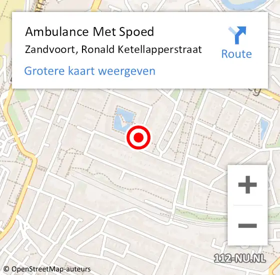 Locatie op kaart van de 112 melding: Ambulance Met Spoed Naar Zandvoort, Ronald Ketellapperstraat op 22 november 2020 21:19