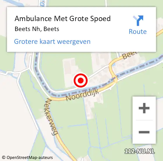 Locatie op kaart van de 112 melding: Ambulance Met Grote Spoed Naar Beets Nh, Beets op 25 mei 2014 11:00