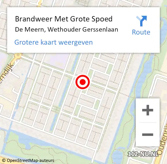 Locatie op kaart van de 112 melding: Brandweer Met Grote Spoed Naar De Meern, Wethouder Gerssenlaan op 23 november 2020 03:30