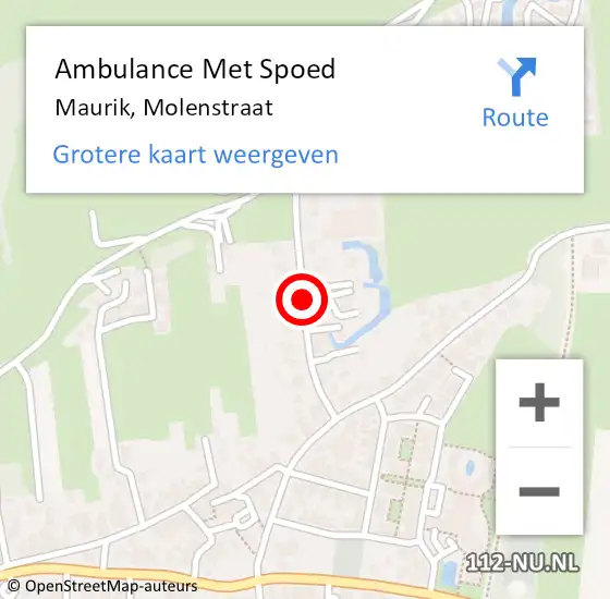 Locatie op kaart van de 112 melding: Ambulance Met Spoed Naar Maurik, Molenstraat op 23 november 2020 06:56