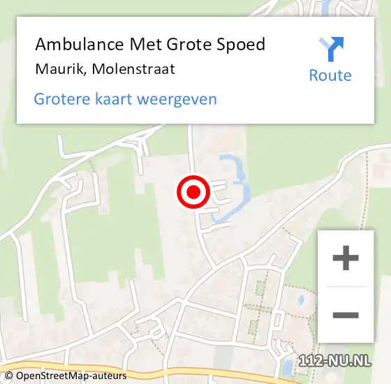 Locatie op kaart van de 112 melding: Ambulance Met Grote Spoed Naar Maurik, Molenstraat op 23 november 2020 06:57