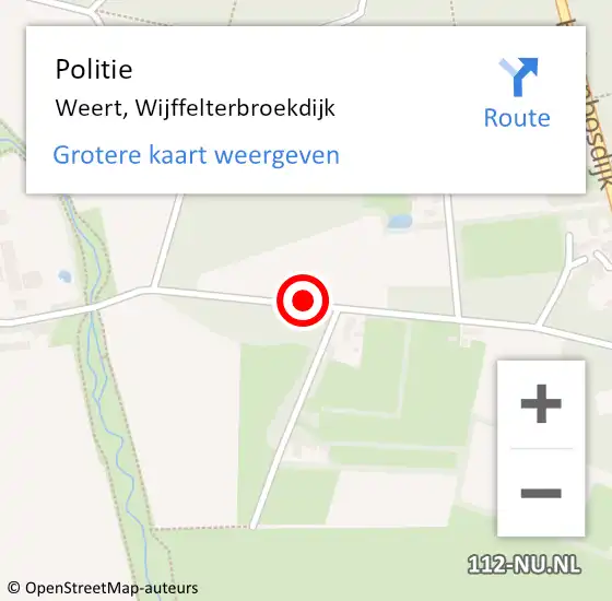 Locatie op kaart van de 112 melding: Politie Weert, Wijffelterbroekdijk op 23 november 2020 07:23