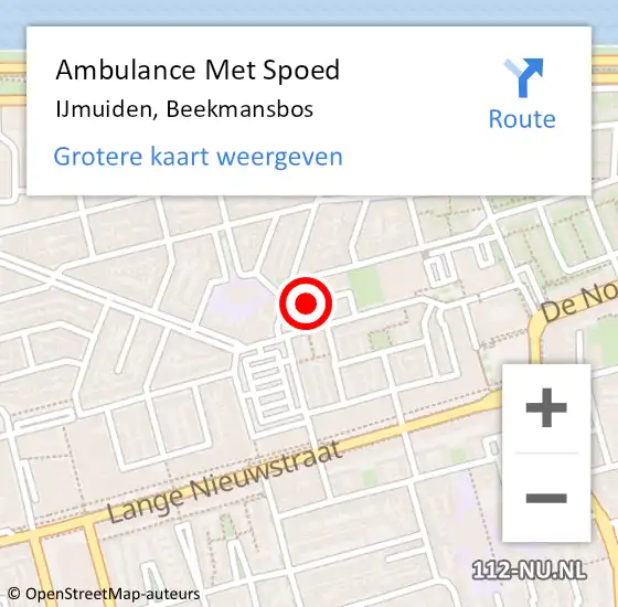 Locatie op kaart van de 112 melding: Ambulance Met Spoed Naar IJmuiden, Beekmansbos op 23 november 2020 07:27