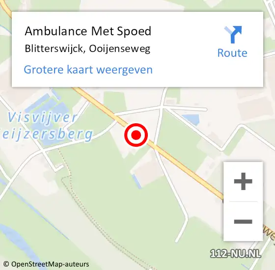 Locatie op kaart van de 112 melding: Ambulance Met Spoed Naar Blitterswijck, Ooijenseweg op 23 november 2020 07:56