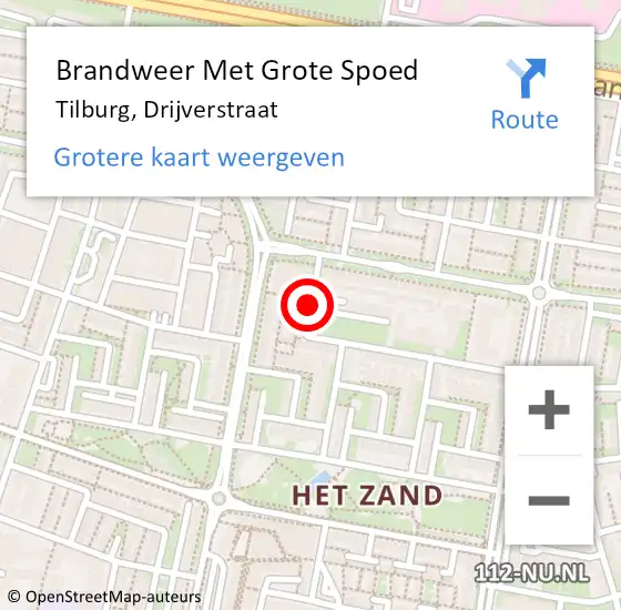 Locatie op kaart van de 112 melding: Brandweer Met Grote Spoed Naar Tilburg, Drijverstraat op 23 november 2020 08:09