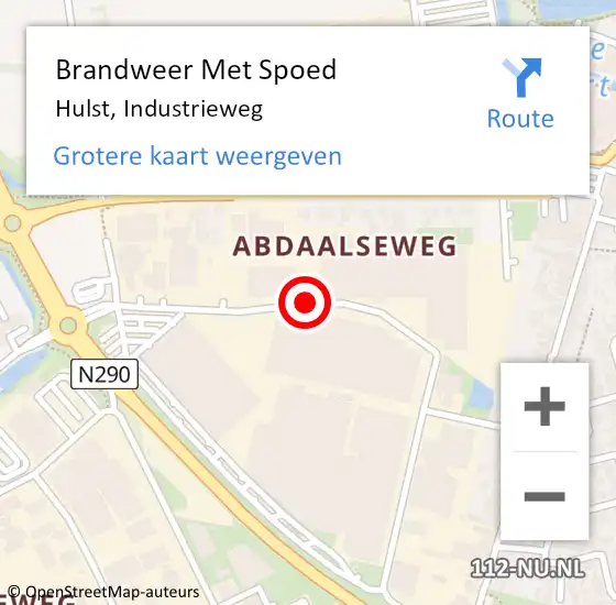 Locatie op kaart van de 112 melding: Brandweer Met Spoed Naar Hulst, Industrieweg op 23 november 2020 08:35