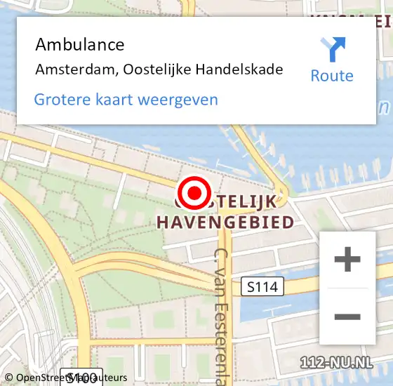 Locatie op kaart van de 112 melding: Ambulance Amsterdam, Oostelijke Handelskade op 23 november 2020 08:48