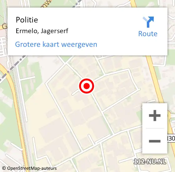 Locatie op kaart van de 112 melding: Politie Ermelo, Jagerserf op 23 november 2020 08:51