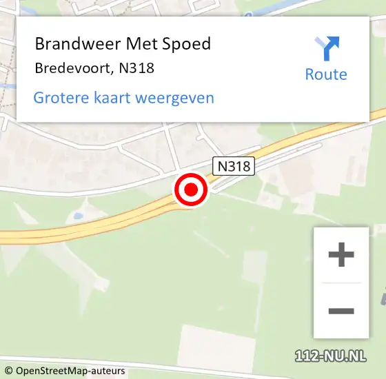 Locatie op kaart van de 112 melding: Brandweer Met Spoed Naar Bredevoort, N318 op 23 november 2020 10:50