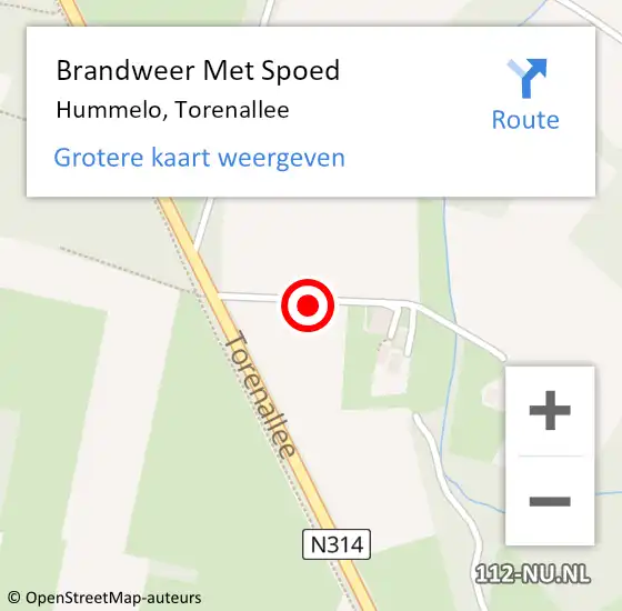 Locatie op kaart van de 112 melding: Brandweer Met Spoed Naar Hummelo, Torenallee op 23 november 2020 10:54