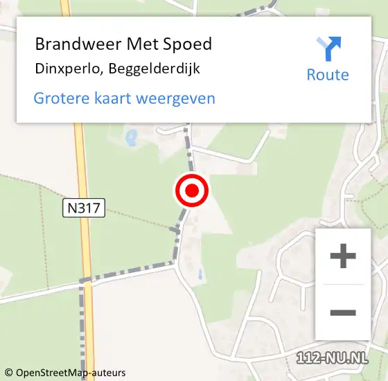 Locatie op kaart van de 112 melding: Brandweer Met Spoed Naar Dinxperlo, Beggelderdijk op 23 november 2020 10:57