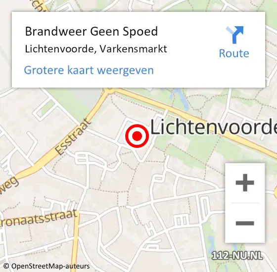 Locatie op kaart van de 112 melding: Brandweer Geen Spoed Naar Lichtenvoorde, Varkensmarkt op 23 november 2020 11:05