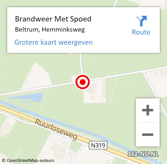 Locatie op kaart van de 112 melding: Brandweer Met Spoed Naar Beltrum, Hemminksweg op 23 november 2020 11:06