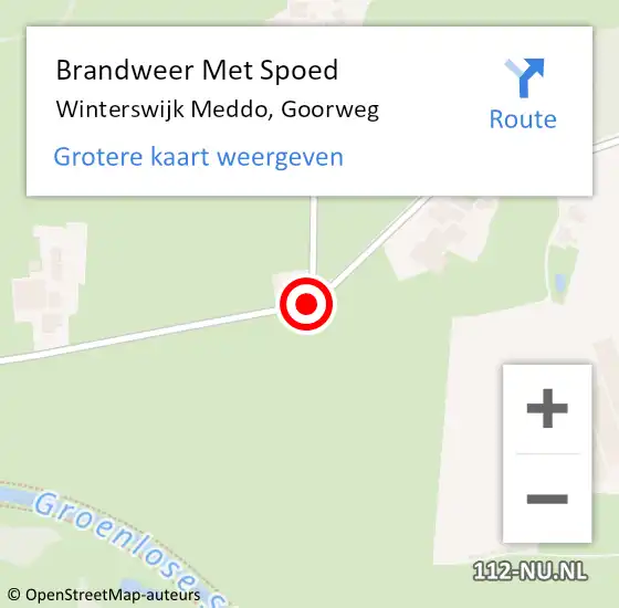 Locatie op kaart van de 112 melding: Brandweer Met Spoed Naar Winterswijk Meddo, Goorweg op 23 november 2020 11:11