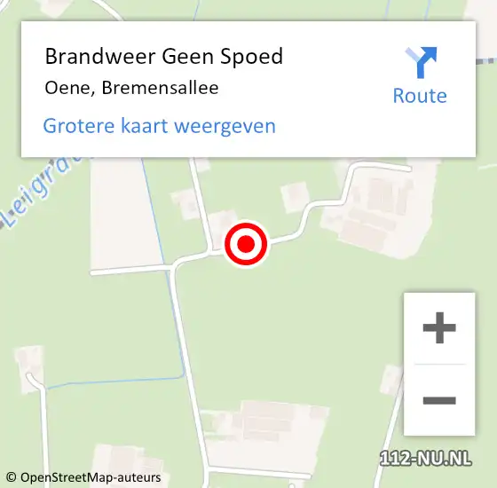 Locatie op kaart van de 112 melding: Brandweer Geen Spoed Naar Oene, Bremensallee op 23 november 2020 11:14