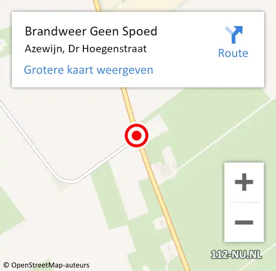 Locatie op kaart van de 112 melding: Brandweer Geen Spoed Naar Azewijn, Dr Hoegenstraat op 23 november 2020 11:21
