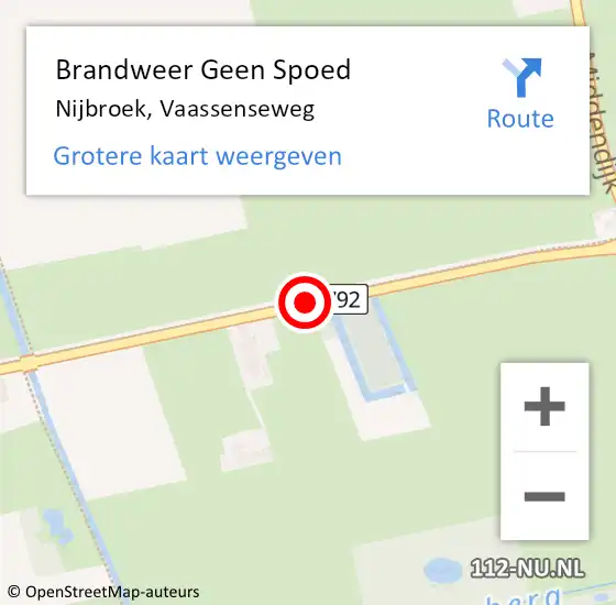 Locatie op kaart van de 112 melding: Brandweer Geen Spoed Naar Nijbroek, Vaassenseweg op 23 november 2020 11:21