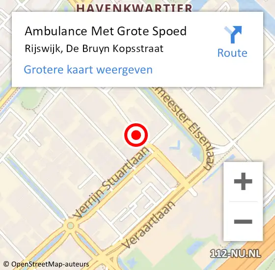 Locatie op kaart van de 112 melding: Ambulance Met Grote Spoed Naar Rijswijk, De Bruyn Kopsstraat op 23 november 2020 11:23