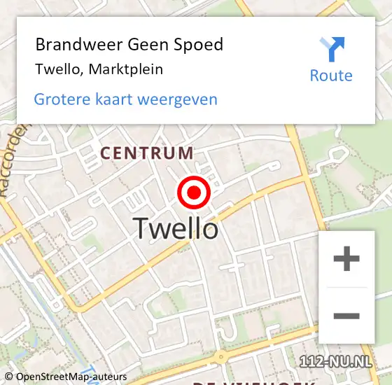 Locatie op kaart van de 112 melding: Brandweer Geen Spoed Naar Twello, Marktplein op 23 november 2020 11:24