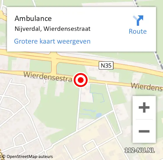 Locatie op kaart van de 112 melding: Ambulance Nijverdal, Wierdensestraat op 23 november 2020 11:33