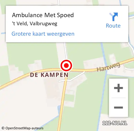 Locatie op kaart van de 112 melding: Ambulance Met Spoed Naar 't Veld, Valbrugweg op 23 november 2020 11:34