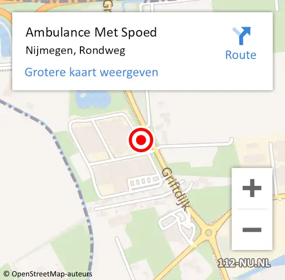Locatie op kaart van de 112 melding: Ambulance Met Spoed Naar Nijmegen, Rondweg op 23 november 2020 11:56