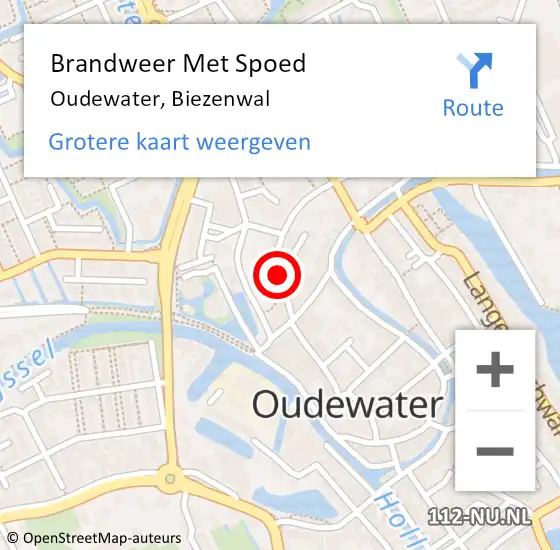 Locatie op kaart van de 112 melding: Brandweer Met Spoed Naar Oudewater, Biezenwal op 23 november 2020 12:13