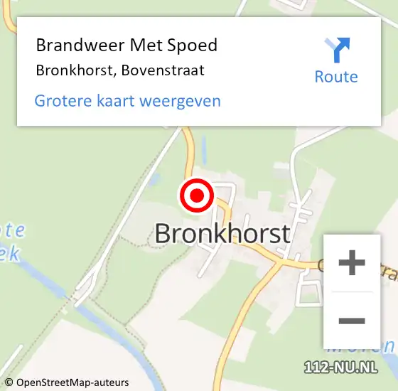 Locatie op kaart van de 112 melding: Brandweer Met Spoed Naar Bronkhorst, Bovenstraat op 23 november 2020 12:23