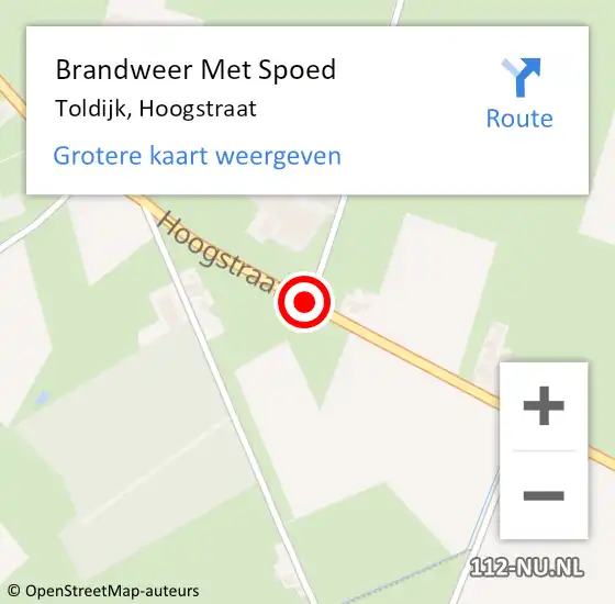 Locatie op kaart van de 112 melding: Brandweer Met Spoed Naar Toldijk, Hoogstraat op 23 november 2020 12:25