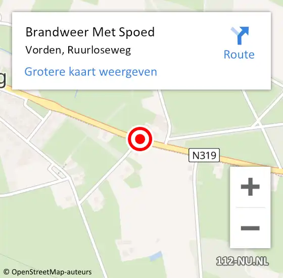 Locatie op kaart van de 112 melding: Brandweer Met Spoed Naar Vorden, Ruurloseweg op 23 november 2020 12:28