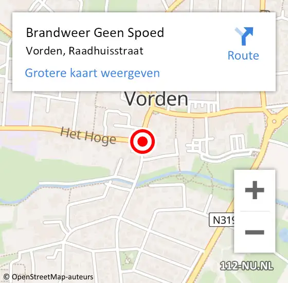 Locatie op kaart van de 112 melding: Brandweer Geen Spoed Naar Vorden, Raadhuisstraat op 23 november 2020 12:29