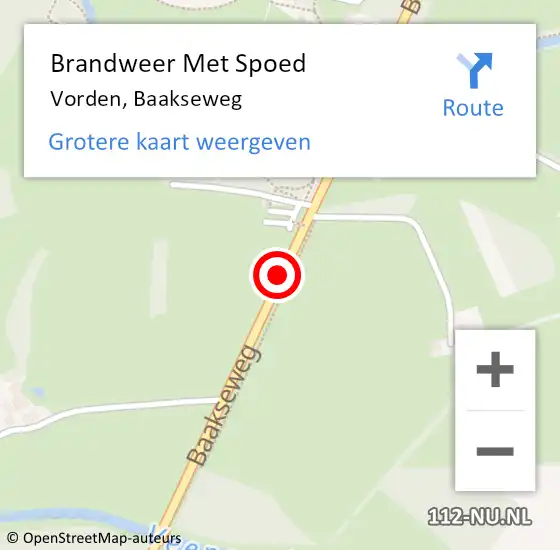 Locatie op kaart van de 112 melding: Brandweer Met Spoed Naar Vorden, Baakseweg op 23 november 2020 12:31