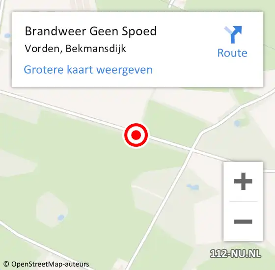 Locatie op kaart van de 112 melding: Brandweer Geen Spoed Naar Vorden, Bekmansdijk op 23 november 2020 12:33