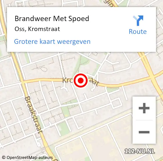 Locatie op kaart van de 112 melding: Brandweer Met Spoed Naar Oss, Kromstraat op 23 november 2020 12:37