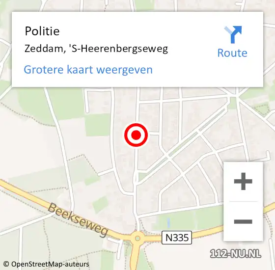 Locatie op kaart van de 112 melding: Politie Zeddam, 'S-Heerenbergseweg op 23 november 2020 12:58