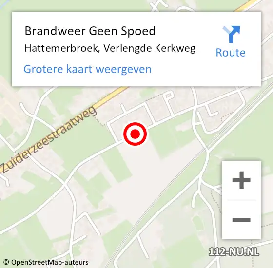 Locatie op kaart van de 112 melding: Brandweer Geen Spoed Naar Hattemerbroek, Verlengde Kerkweg op 23 november 2020 13:20