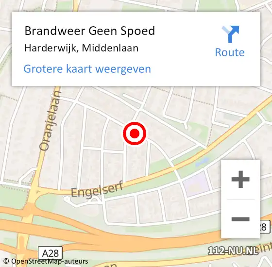 Locatie op kaart van de 112 melding: Brandweer Geen Spoed Naar Harderwijk, Middenlaan op 23 november 2020 13:32