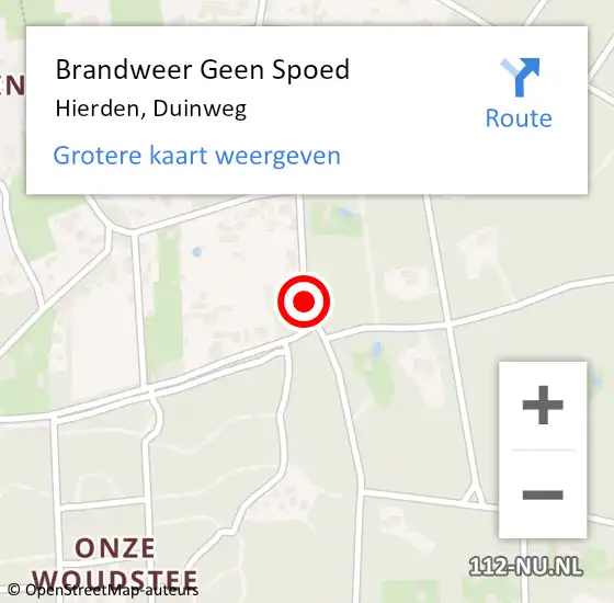 Locatie op kaart van de 112 melding: Brandweer Geen Spoed Naar Hierden, Duinweg op 23 november 2020 13:35
