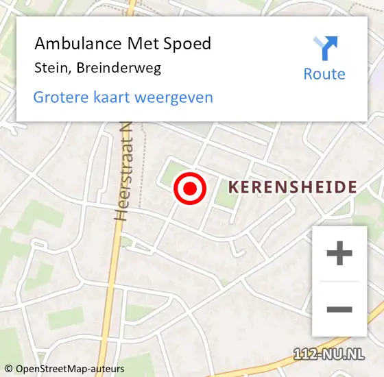 Locatie op kaart van de 112 melding: Ambulance Met Spoed Naar Stein, Breinderweg op 25 mei 2014 12:28