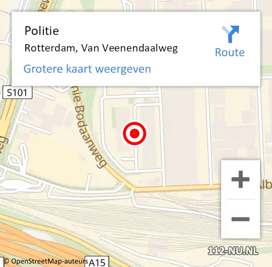 Locatie op kaart van de 112 melding: Politie Rotterdam, Van Veenendaalweg op 23 november 2020 15:09