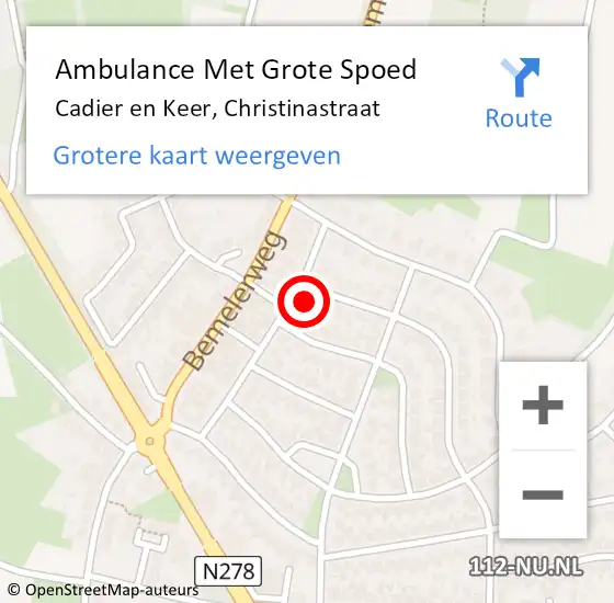 Locatie op kaart van de 112 melding: Ambulance Met Grote Spoed Naar Cadier en Keer, Christinastraat op 3 oktober 2013 03:30