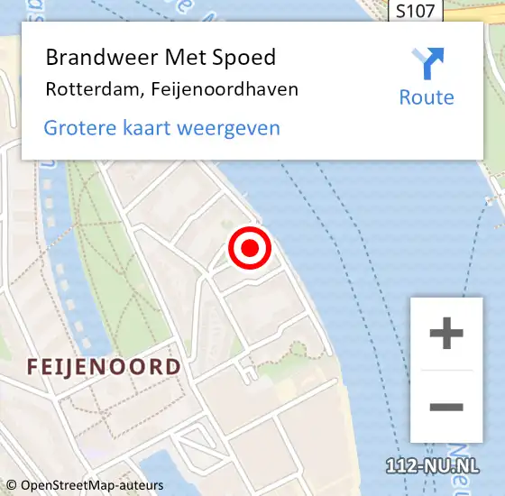 Locatie op kaart van de 112 melding: Brandweer Met Spoed Naar Rotterdam, Feijenoordhaven op 23 november 2020 16:13