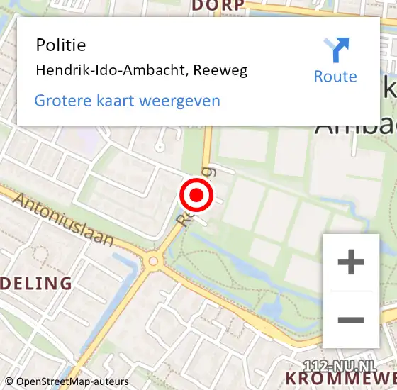 Locatie op kaart van de 112 melding: Politie Hendrik-Ido-Ambacht, Reeweg op 23 november 2020 16:29