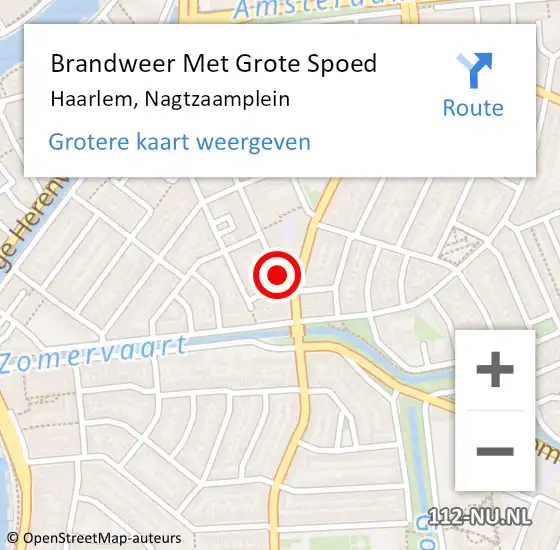 Locatie op kaart van de 112 melding: Brandweer Met Grote Spoed Naar Haarlem, Nagtzaamplein op 23 november 2020 16:32