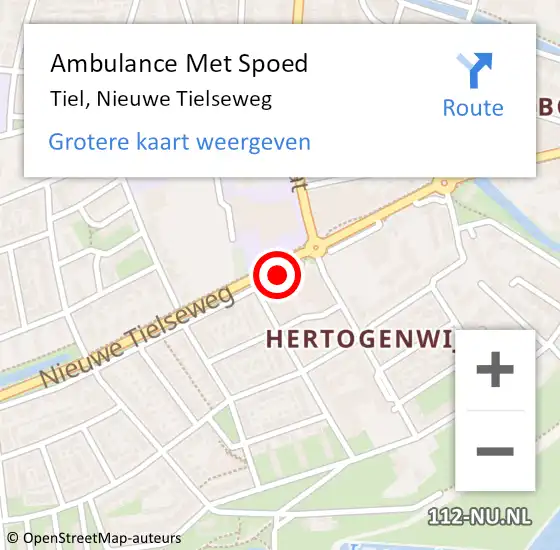 Locatie op kaart van de 112 melding: Ambulance Met Spoed Naar Tiel, Nieuwe Tielseweg op 23 november 2020 16:49