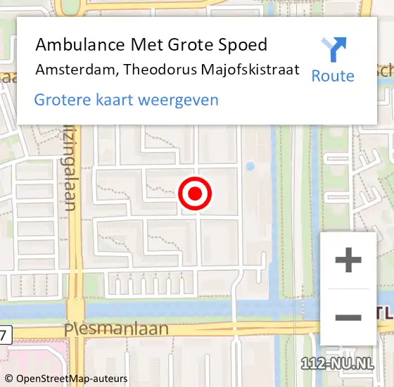Locatie op kaart van de 112 melding: Ambulance Met Grote Spoed Naar Amsterdam, Theodorus Majofskistraat op 23 november 2020 16:50