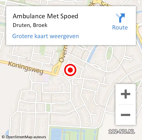 Locatie op kaart van de 112 melding: Ambulance Met Spoed Naar Druten, Broek op 23 november 2020 16:54